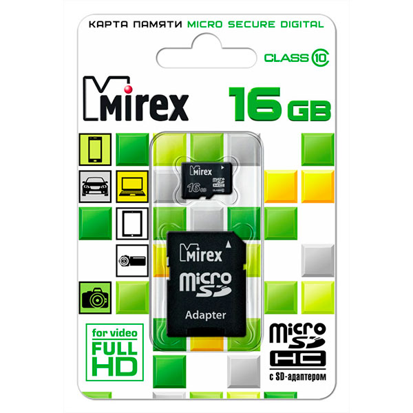 Карта памяти MicroSDHC (16 Mirex)