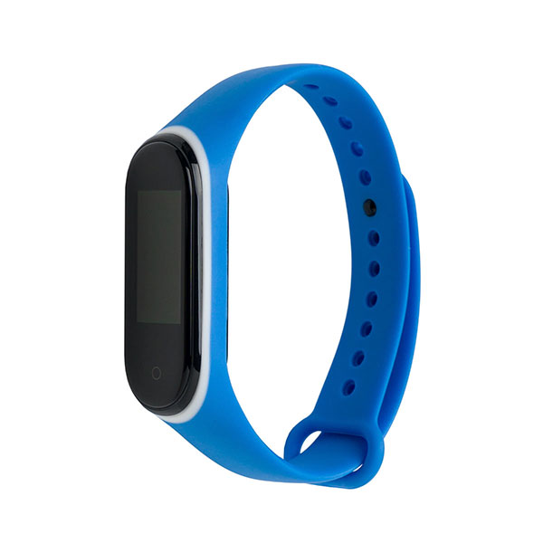 Ремешок для Mi Smart Band 4 с цветным колечком (Синий с белым)