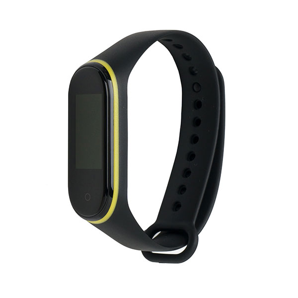 Ремешок для Mi Smart Band 4 с цветным колечком (Черный с желтым)