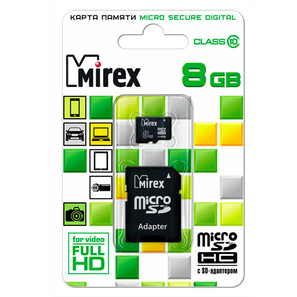 Карта памяти MicroSDHC ( 8 Mirex)