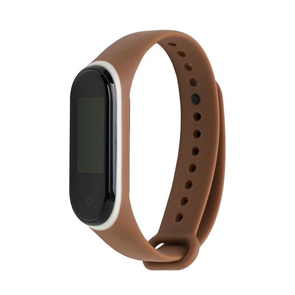 Ремешок для Mi Smart Band 4 с цветным колечком (Коричневый с белым)