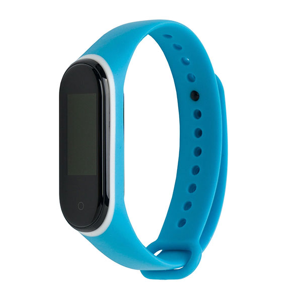 Ремешок для Mi Smart Band 4 с цветным колечком (Голубой с белым)