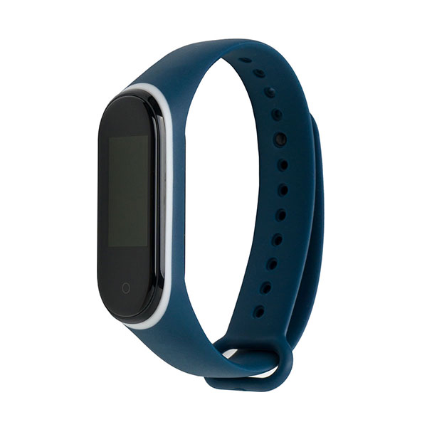 Ремешок для Mi Smart Band 4 с цветным колечком (Темно-синий с белым)