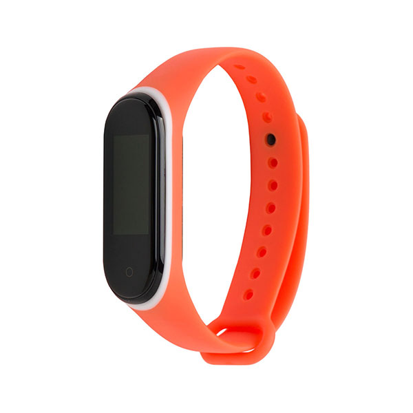 Ремешок для Mi Smart Band 4 с цветным колечком (Оранжевый с белым)