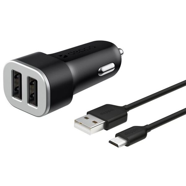 Автомобильное зарядное Deppa 2 USB 2.4A+кабель micro USB (11283)