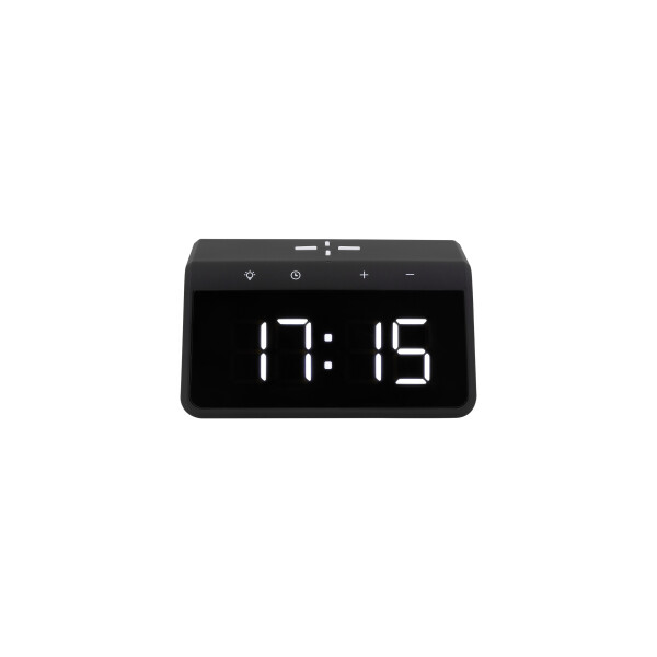 Часы-будильник с быстрой беспроводной зарядкой и ночником EVOLUTION QWC-102 (черный)