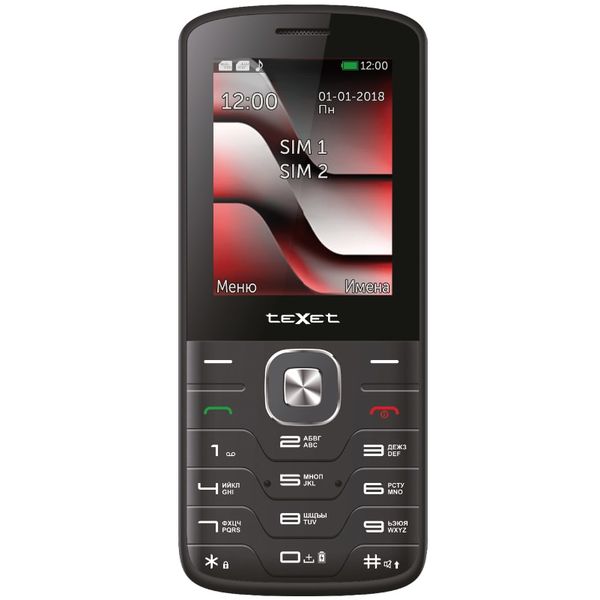 Телефон TEXET TM-D329 черный-красный