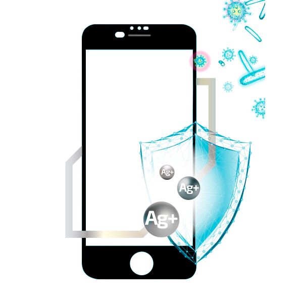 Защитное стекло VOLARE ROSSO Fullscreen full glue antibacterial для Apple iPhone SE/8/7 Черный (15595)