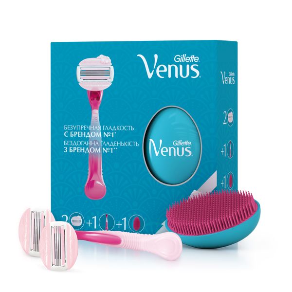 Набор GILLETTE VENUS Comfort Glide SPA Breeze: Бритва с 2 сменными кассетами + Расческа