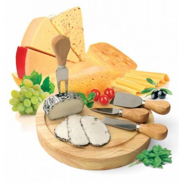 Набор для резки сыра из 4-х приборов и деревянной доски BRADEX Рокфор TK0090