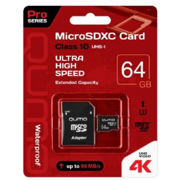 Карта памяти QUMO microSDXC (UHS-1) 64GB (QM64GMICSDXC10U3