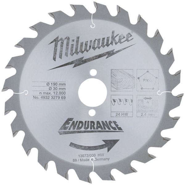 Диск пильный (по дереву) MILWAUKEE D 190х30х2.4 мм 24Z  4932327969